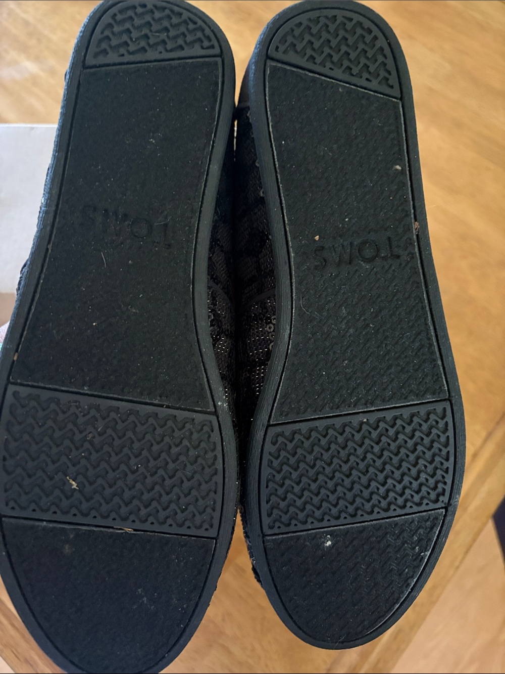 Toms Black Sequin Quilted Slip-On Flats - Picture 3 of 6